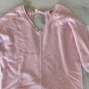 Pink V-Neck Anthropologies Cashmere sweater